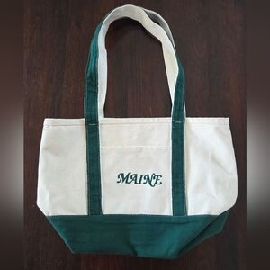 Cream and Green 'Maine' Canvas Tote Bag
